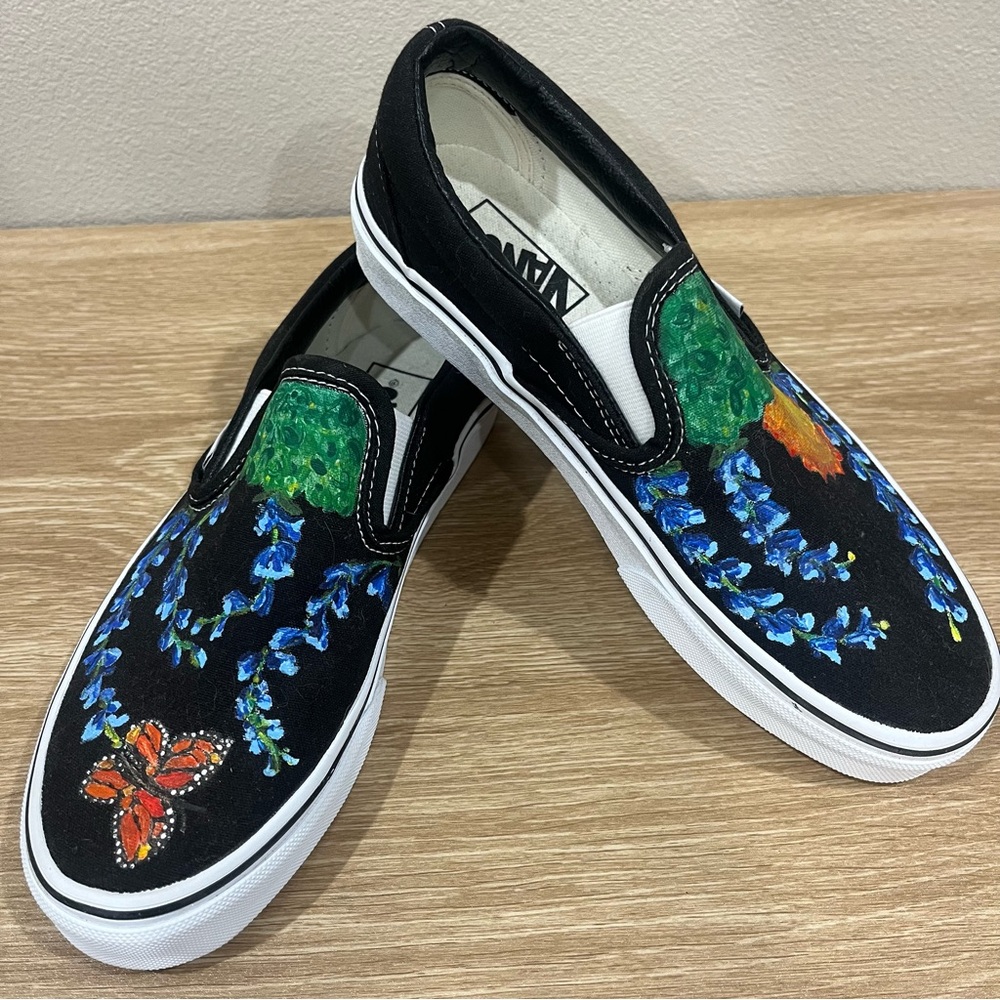 Vans Off The Wall Custom Tx Theme Painted Slip-On Shoes Size Men's 6 Women's 7.5